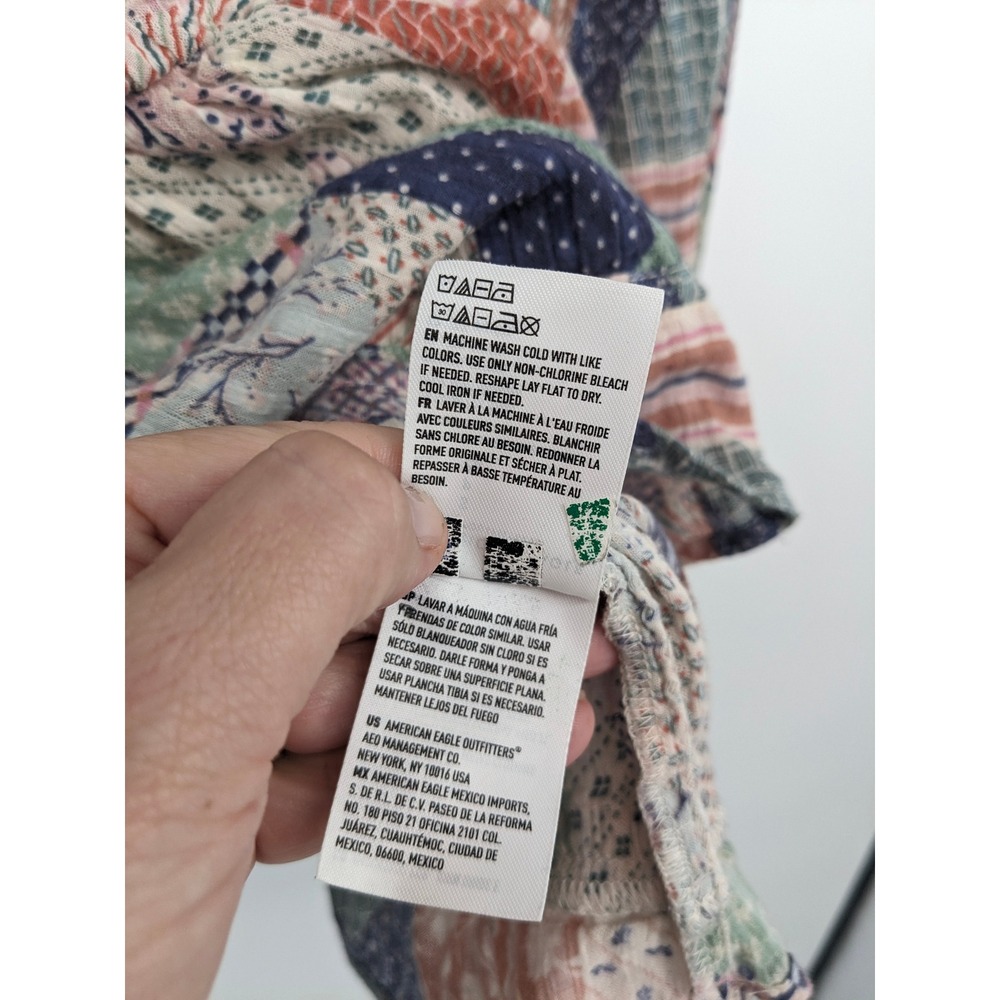 American Eagle Top S Multicolor Patchwork Peasant… - image 6